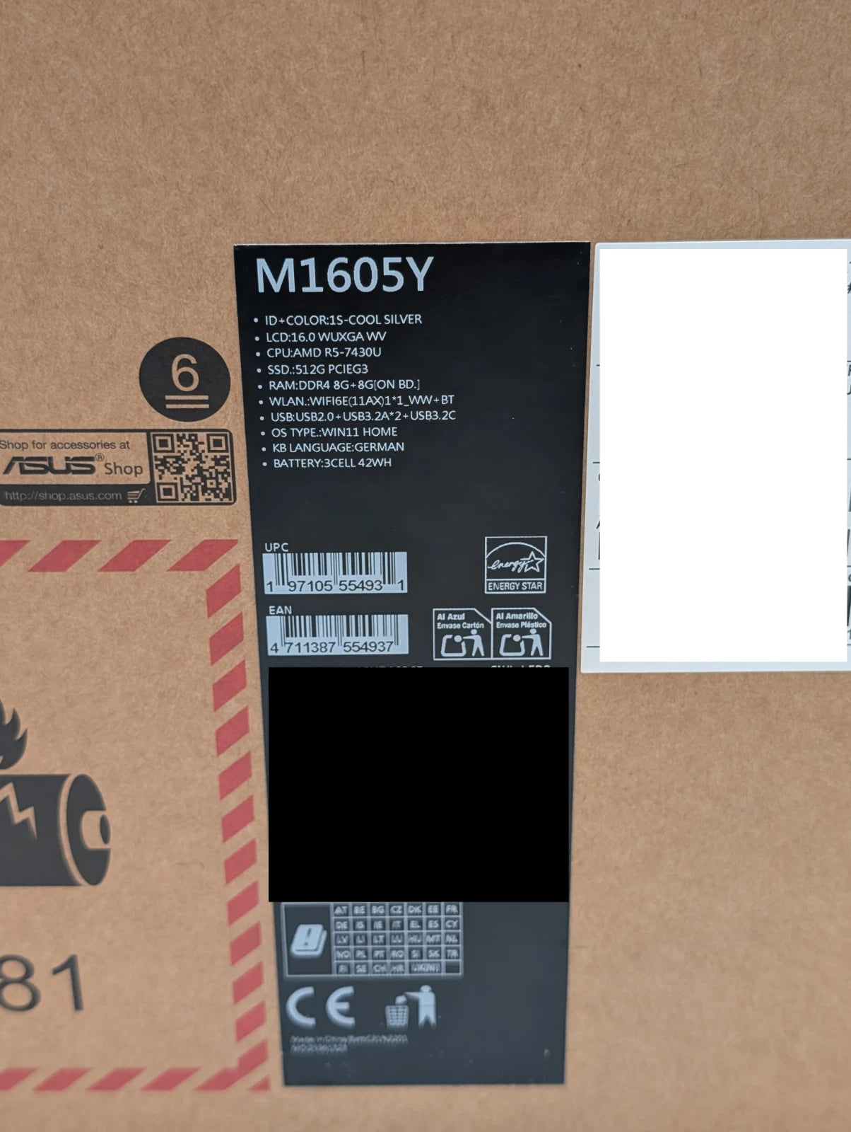 ASUS VivoBook 16 M1605YA, Silber, Ryzen 5 7430U, 16 GB Ram, 512 GB SSD, Win 11