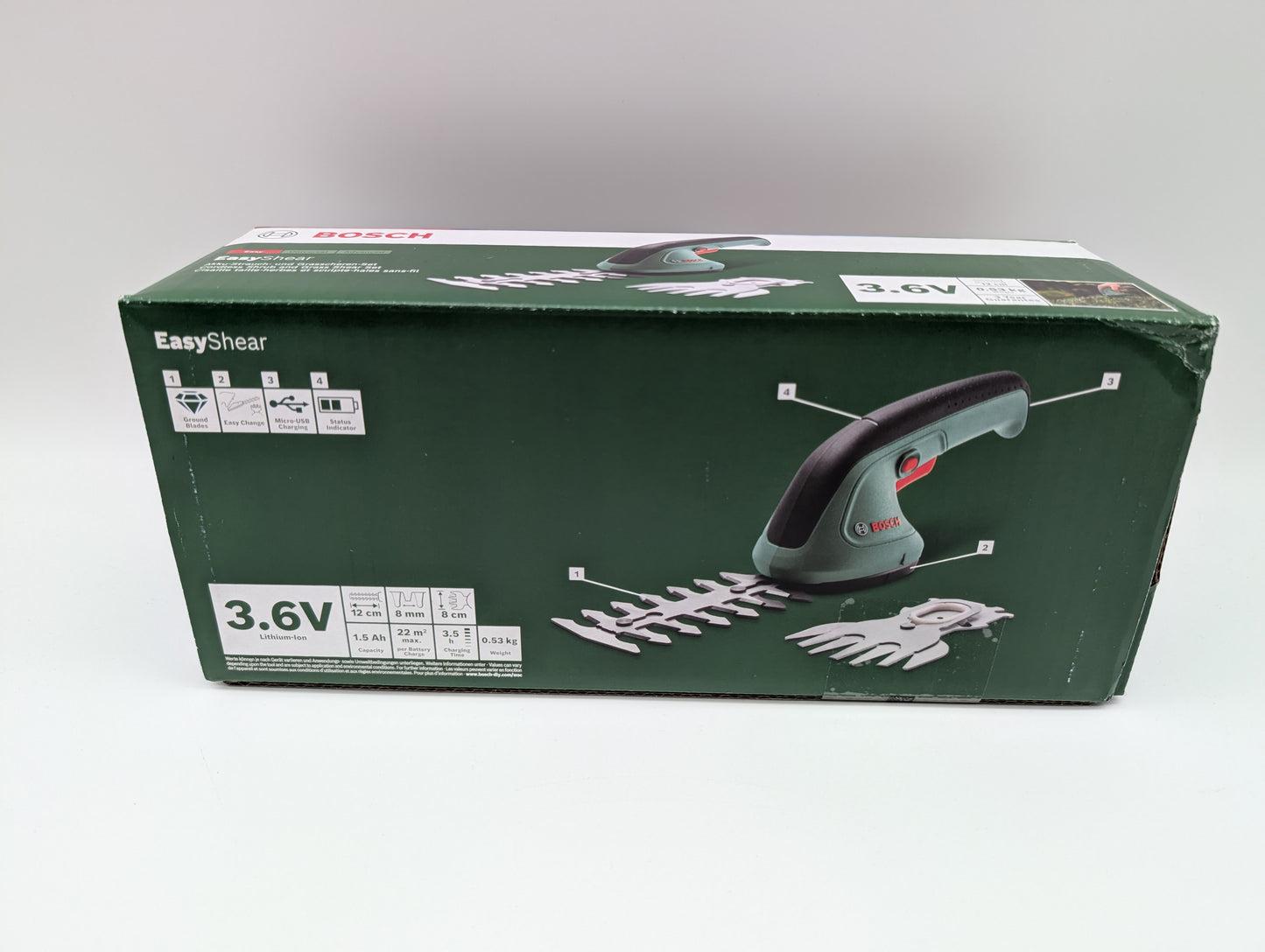 Bosch EasyShear Akku-Strauchschere - 3,6V, 1.5 Ah Akku (0600833303) NEU