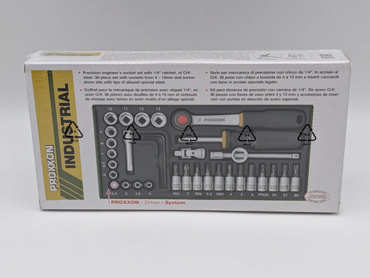 Proxxon Steckschlüsselsatz 1/4 Zoll inkl. Werkzeugbox, 36-tlg. - 23080 NEU